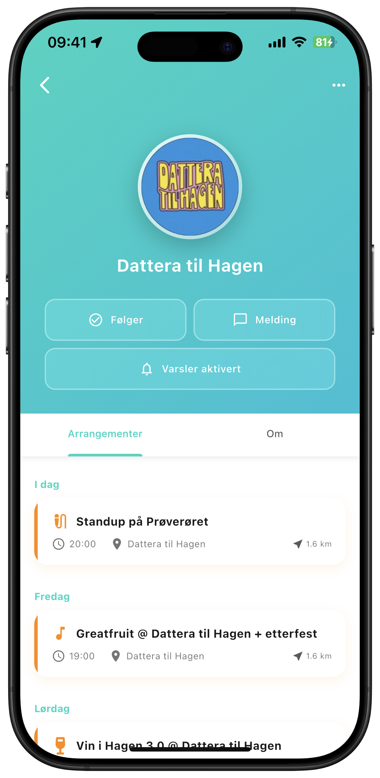 Organiser profile in ZynkUp