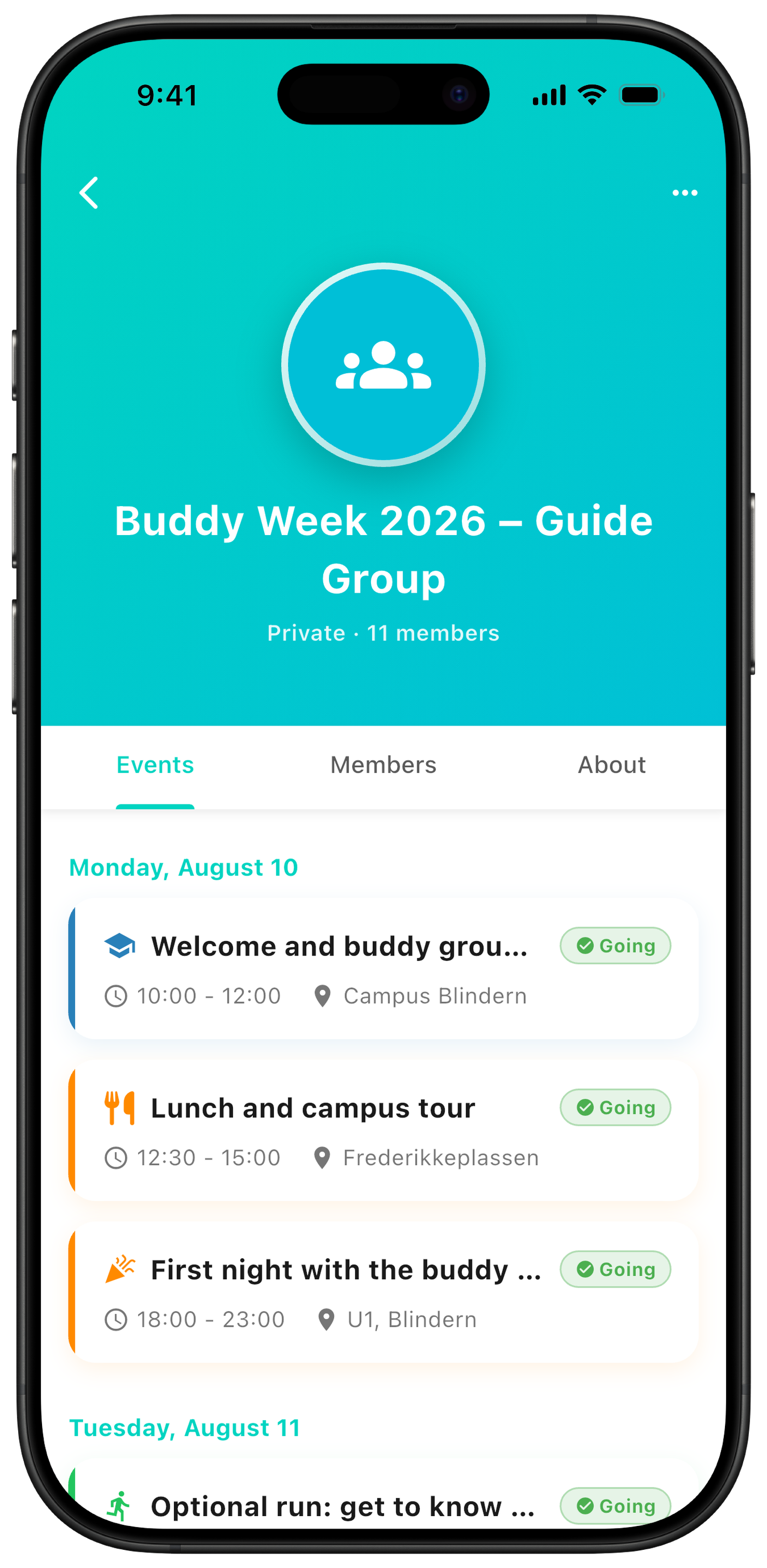 Choose Create event from the group page