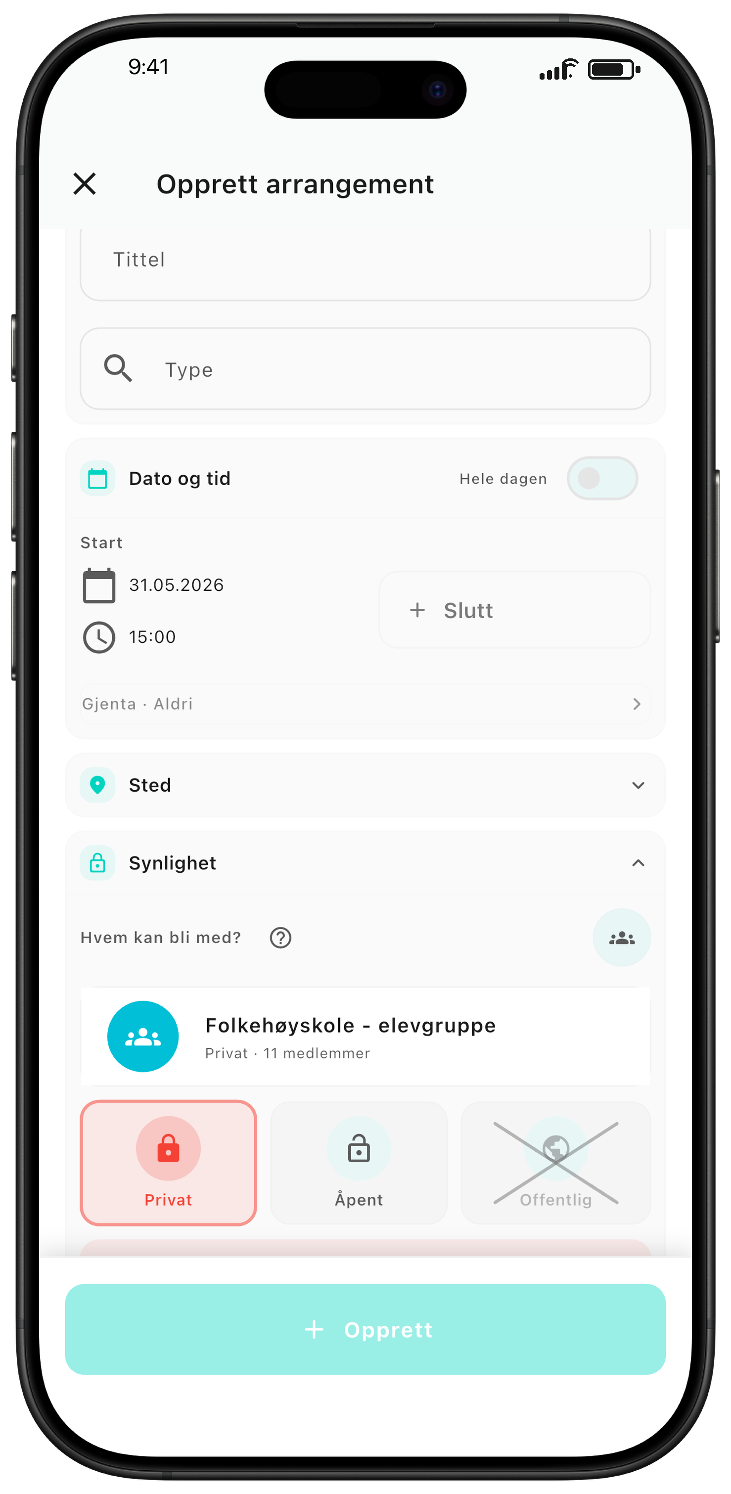 Fyll inn detaljer og sjekk synlighet