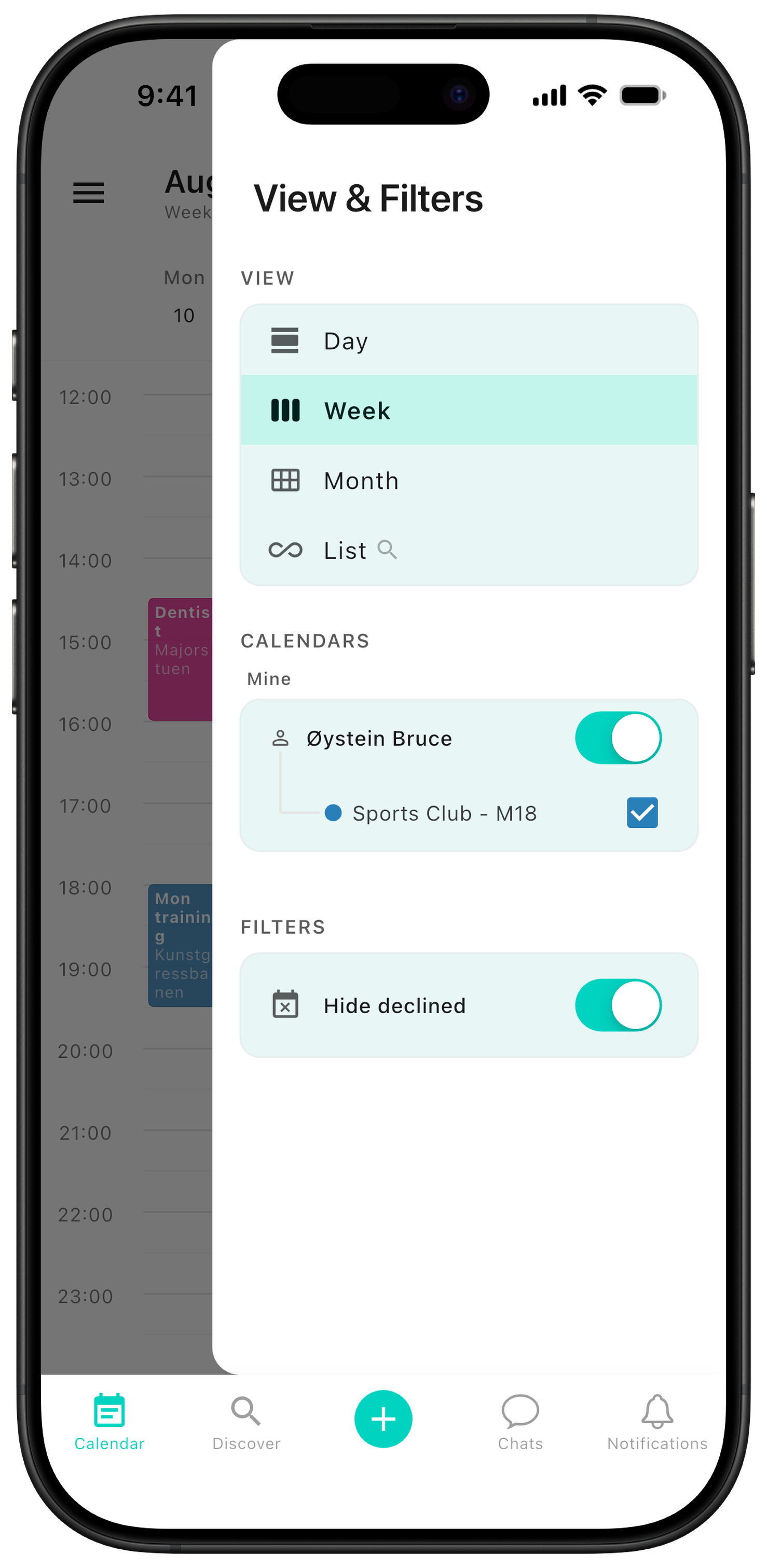 In the calendar's side menu you find the group calendar under your own calendar