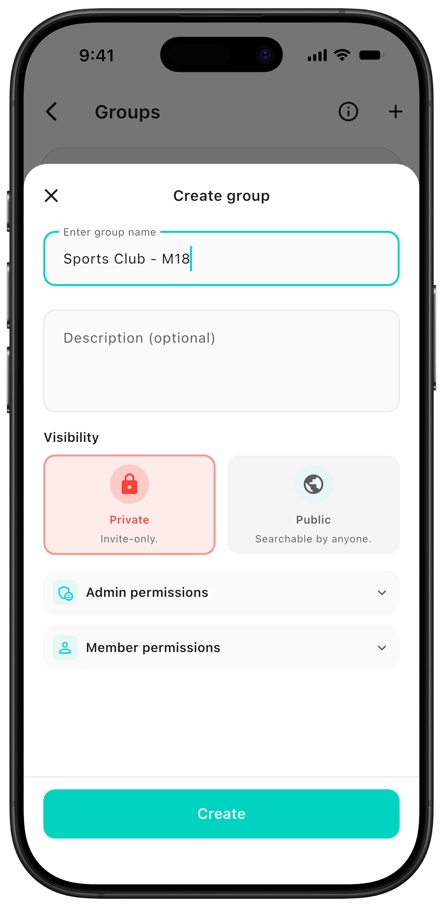 Create a private group for the team