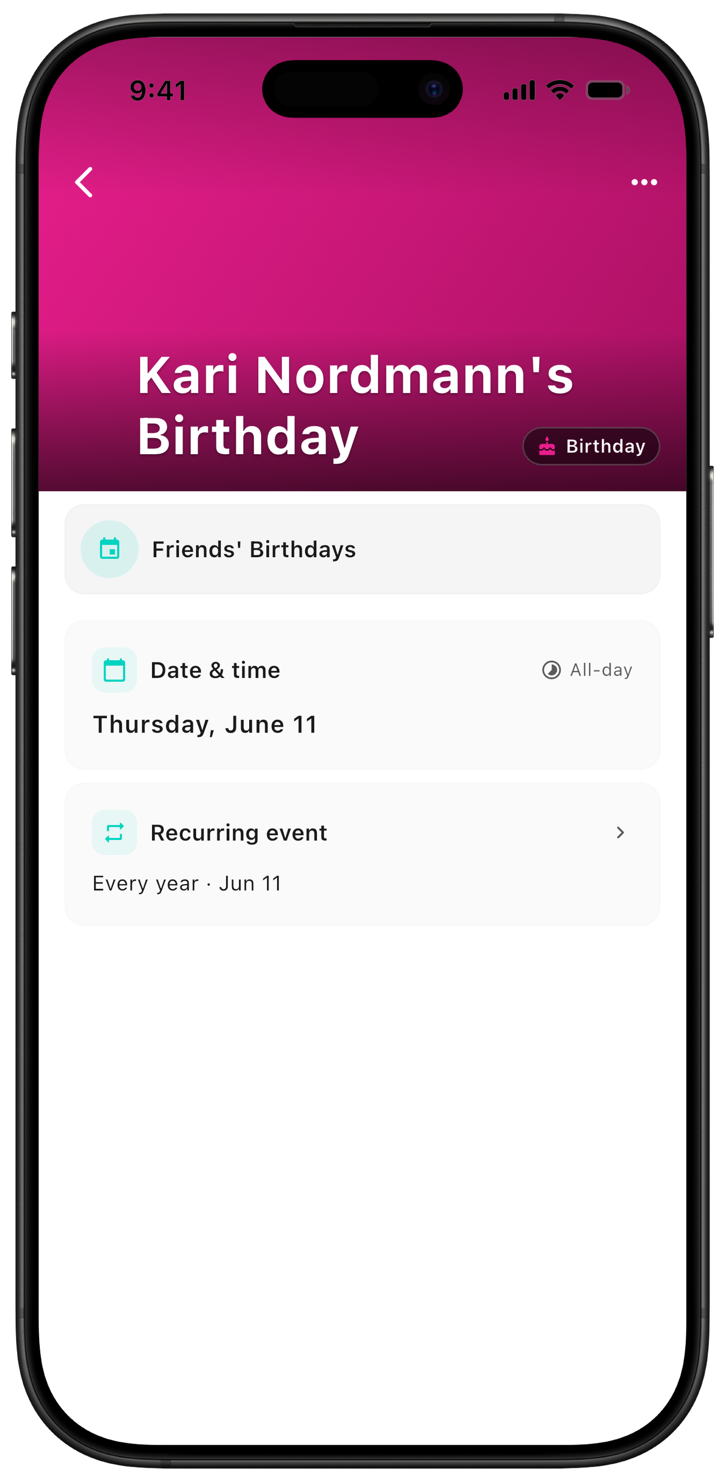 Automatic birthday event in ZynkUp