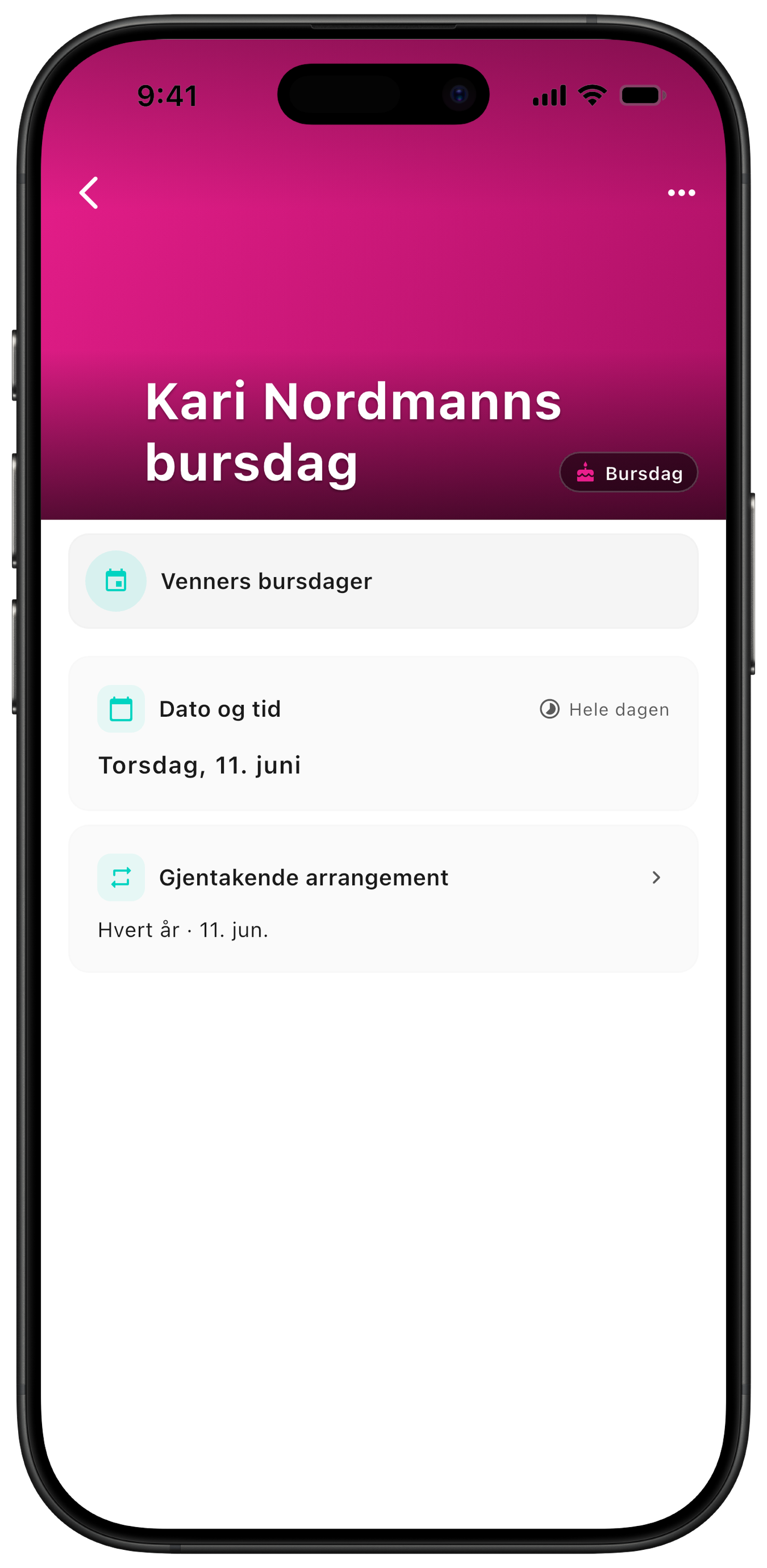 Automatisk bursdag som arrangement i ZynkUp