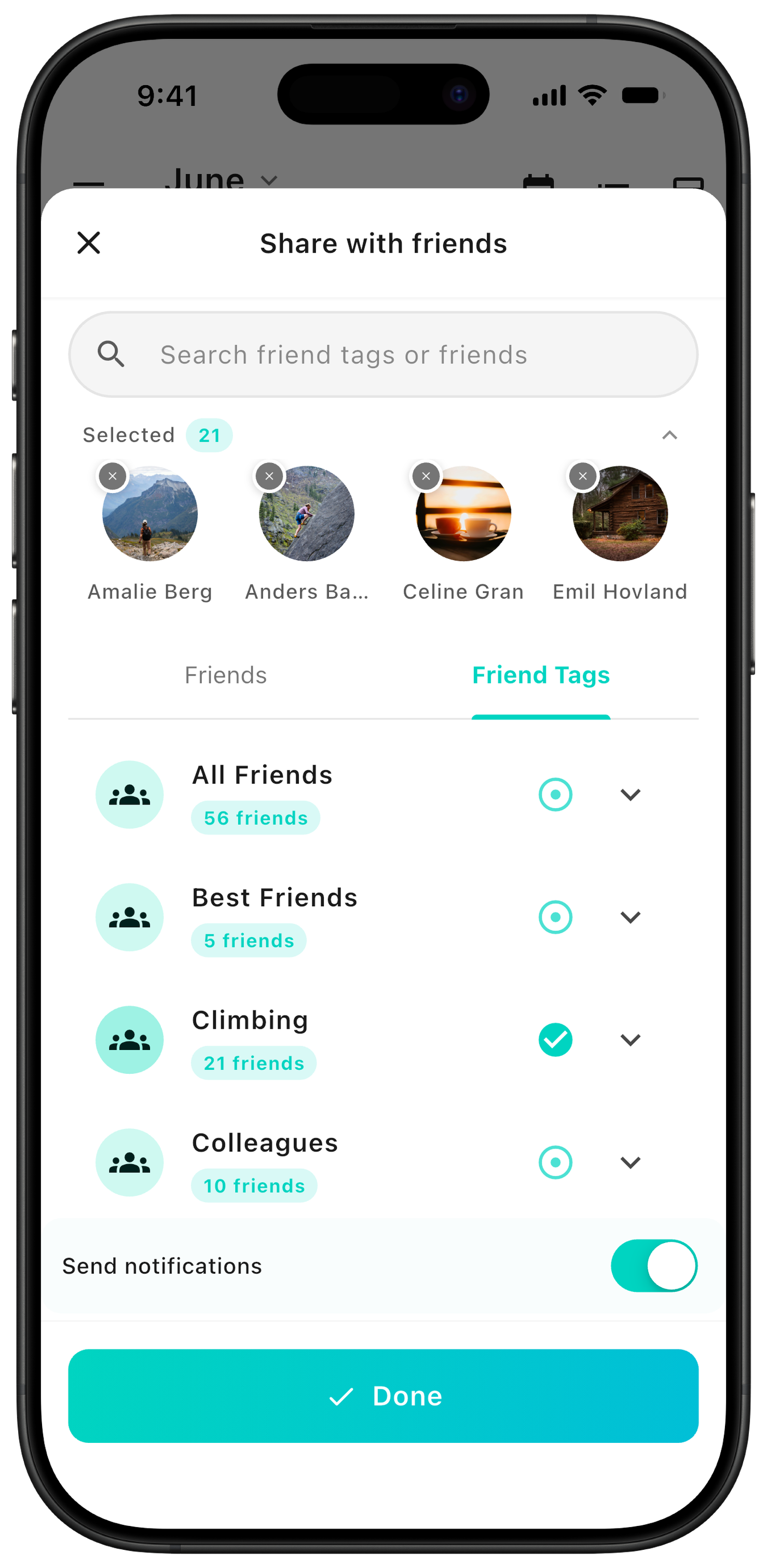 Invite friends with friend tags in ZynkUp